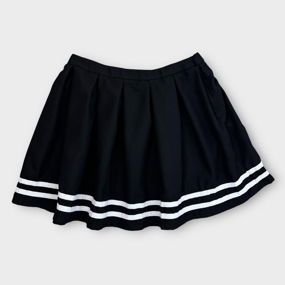 Y2K Girly Grunge Mall Goth‎ Hot Topic Black and White Pleated Mini Skirt Size M